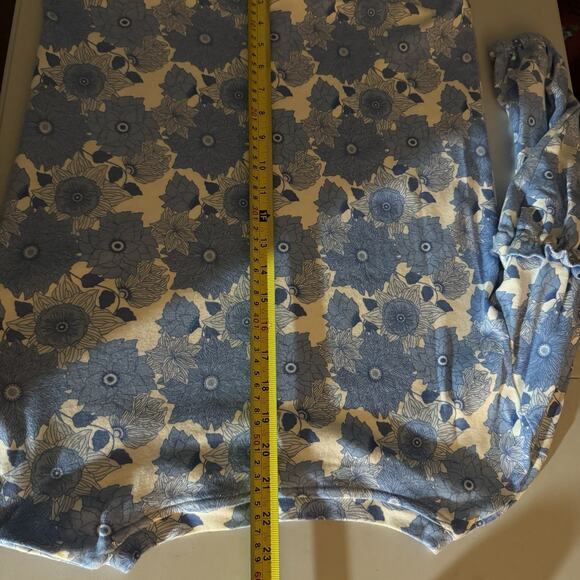Kate Quinn Blouse Large Womens Organic Cotton Peasant Top White Blue Floral Twee - Picture 8 of 8